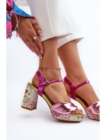 Sandały Damskie Na Słupku W Kwiaty D&A CR980 Różowe