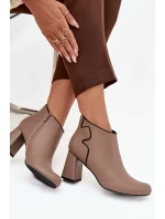 Skórzane Botki Ocieplane Na Słupku Beżowe Ivessara