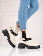 Jedinečné hnedé dámske členkové topánky s plochým podpätkom Jedinečné hnedé dámske členkové topánky s plochým podpätkom