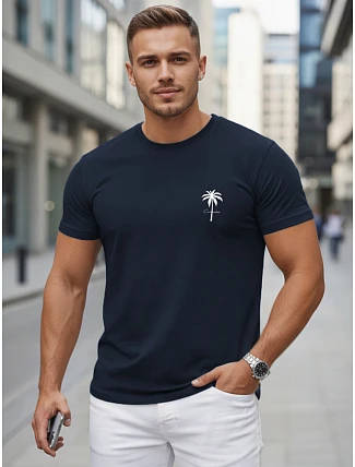Pánske bavlnené tričko s potlačou, tmavomodré, FashionStreet NX5126R Pánske bavlnené tričko s potlačou, tmavomodré, FashionStreet NX5126R