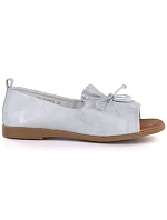 Dámske kožené čižmy s otvorenou špičkou strieborné Cambell 19388