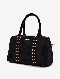 Kufríková kabelka so zlatými gombíkmi Black Emelle