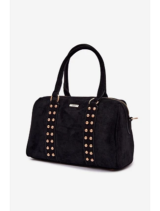 Kufríková kabelka so zlatými gombíkmi Black Emelle