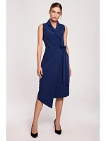 Dámske elegantné zavinovacie šaty S275 tmavomodré - Stylove