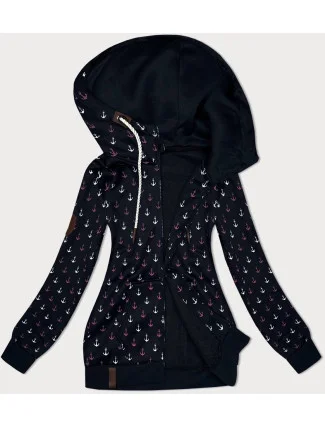 Teplá mikina na zips s kotvami čierna (2307) Teplá mikina na zips s kotvami čierna (2307)