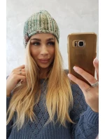 Fleecová čiapka Zoja K306 ecru+green