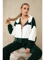 Súprava rebrovaná velúrová mikina + nohavice tmavozelená Súprava rebrovaná velúrová mikina + nohavice tmavozelená