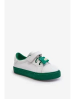 Dziecięce Sneakersy Trampki Z Przypinką Biało-Zielone Pennyn