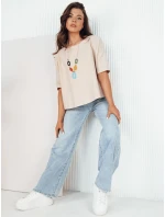 Dámska oversize blúzka s ozdobným náhrdelníkom BULS beige FashionStreet RY2505 Dámska oversize blúzka s ozdobným náhrdelníkom BULS beige FashionStreet RY2505