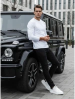 FashionStreet pánske biele tričko s dlhým rukávom LX0579