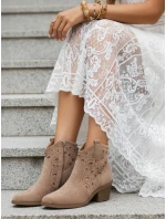 Dámske semišové ažurové boho ťavie čižmy FashionStreet ZY1352