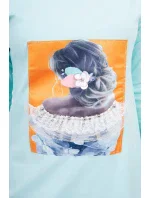 Šaty s 3D grafikou, mätová čipka