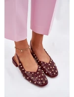 Zdobione Baleriny Na Płaskim Obcasie Bordowe Nilarisela