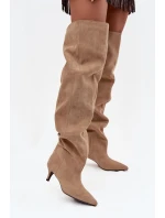 Wsuwane Kozaki Damskie Na Szpilce Beżowe Ysolienne