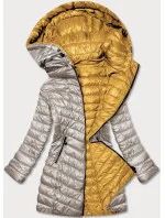 Béžovo-tmavo žltá obojstranná dámska prešívaná bunda (M20-7636-62+75)