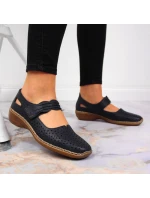 Rieker W RKR139 tmavomodré kožené čižmy