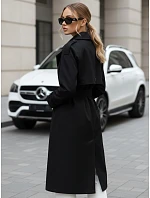 Dámsky dvojradový kabát TY5437 čierny - FashionStreet Dámsky dvojradový kabát TY5437 čierny - FashionStreet