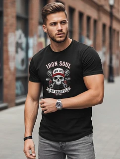 Pánske bavlnené tričko s potlačou auta čierne FashionStreet NX0142R