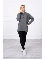 Oversize tunika s kapucňou na zips v grafitovej farbe