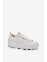 Trampki Damskie Z Haftem Na Platformie Lee Cooper LCW-25-31-3465L Białe