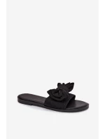 Dámské pantofle na nízkém podpatku s mašlí Černé Amivelle