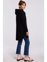 B176 Pletený sveter so zaobleným lemom - čierny B176 Pletený sveter so zaobleným lemom - čierny