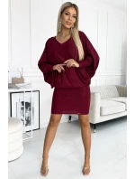 402-4 Netopierie šaty - bordové s brokátom