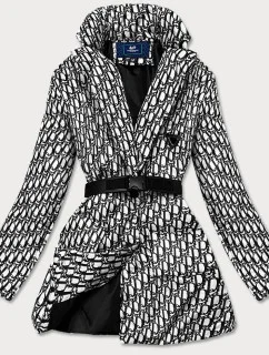 Ľahká biela dámska bunda s pásikom (OMDL015)