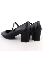 Čierne lodičky Sergio Leone na nízkom podpätku s remienkom PB176