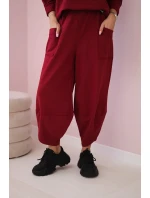 Bavlnená mikina nohavice set Burgundy