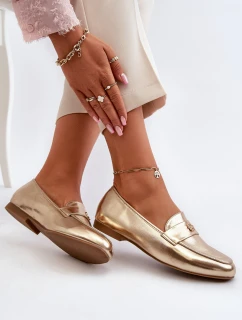 Mokasyny Damskie Na Płaskim Obcasie Złote Sylvaine