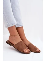 Dámské ploché nazouváky s ozdobným detailem Eko semiš hnědé Selavine