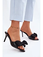 Dámské sandály na jehlovém podpatku s mašlí Černé Jelessa