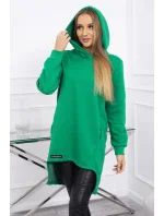 Zateplená mikina s dlhším zadným dielom svetlozelená