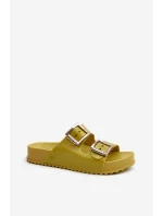 Damskie Klapki Gładkie ZAXY LL285077 Limonkowe