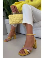 Dámské sandály na podpatku s pásky Eko semiš žluté Karilora