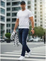 Pánske džínsy slim fit tmavomodré FashionStreet UX4479 Pánske džínsy slim fit tmavomodré FashionStreet UX4479