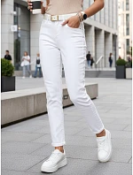 Dámske džínsy s vysokým pásom a opaskom Mom Fit white FashionStreet UY2924
