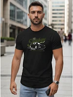 Pánske bavlnené tričko s potlačou auta čierne FashionStreet NX5089R