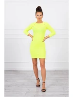 Šaty s ozdobnými gombíkmi žlté neónové