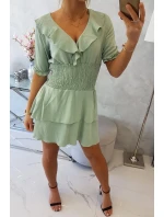 Tmavo mätové šaty do pása Tmavo mätové šaty do pása