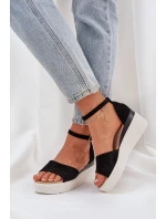 Lekkie Sandały Na Platformie I Delikatnym Koturnie Czarne Gillifia