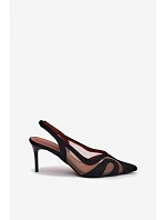 Dámské sandály sítě na jehlovém podpatku Černé Cornelia