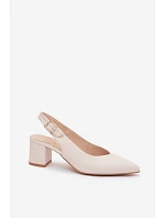 Dámske sandále na podpätku Zazoo 1122 light beige