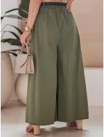 FLOWES khaki FashionStreet nohavicová sukňa s opaskom UY2593