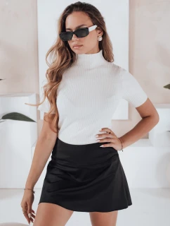 Dámsky rebrovaný sveter s krátkym rukávom GIRLGLORY white FashionStreet MY2550