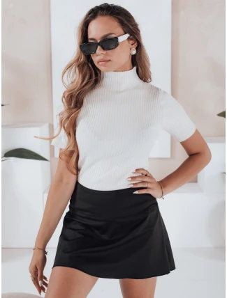 Dámsky rebrovaný sveter s krátkym rukávom GIRLGLORY white FashionStreet MY2550