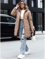 Dámska dlhá prešívaná bunda tmavobéžová FashionStreet TY5438