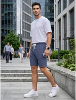 Pánske teplákové šortky so šnúrkou, modré, FashionStreet SX2623