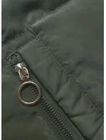 Obojstranná krátka bunda s kapucňou khaki-béžová (B8181-11046)